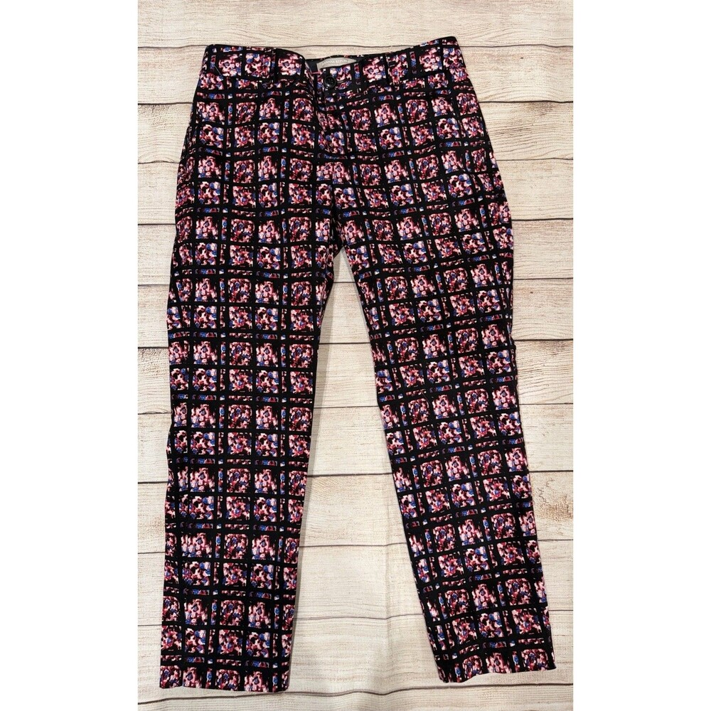 Banana Republic Hampton Cropped Capri Pants Womens Black Geometric Size 2